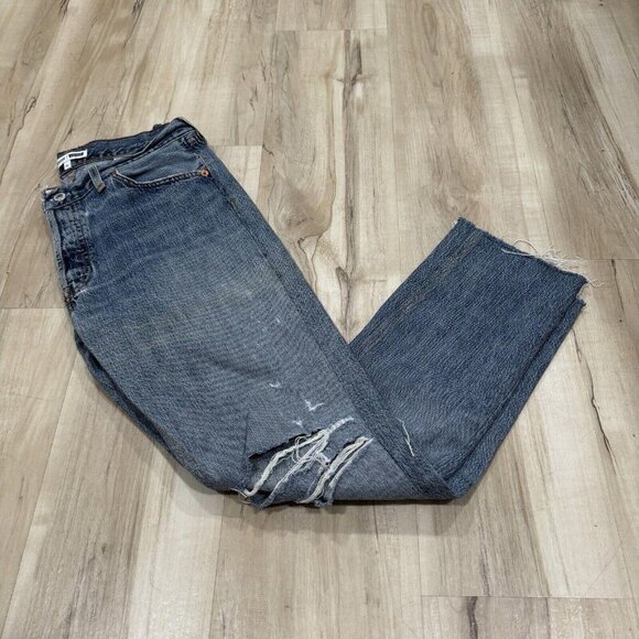 RE/DONE Levis Cropped Raw Hem Jeans Size 25 Made In USA Distressed - Picture 2 of 11